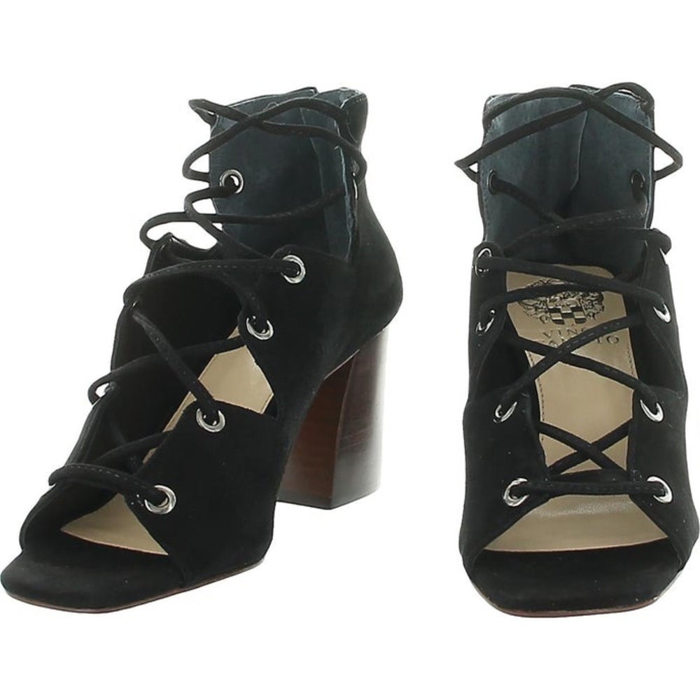 NEW Vince Camuto Nahara Lace Up Sandals With Wooden Heels